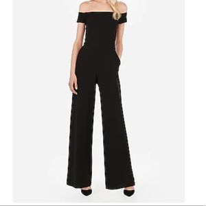 Black Express Off the Shoulder Wide Leg Jumpsuit